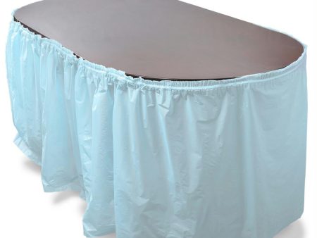 14  Light Blue Reusable Plastic Table Skirt, Extends 20 + Supply