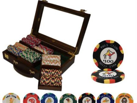 300 Ct Custom Breakout Nile Club Poker Chip Set - Walnut Sale