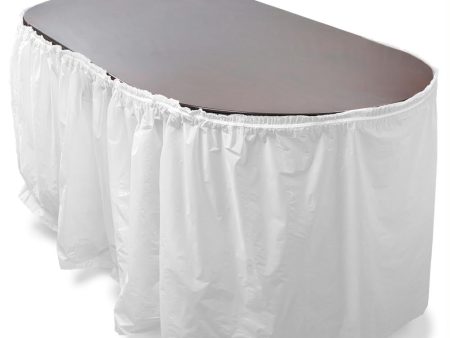 14  White Reusable Plastic Table Skirt, Extends 20 + For Cheap