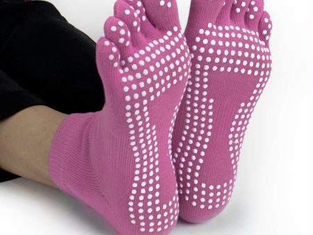 Pink Yoga Toe Socks w- Slip-free Silicone Texturizing Beads Discount