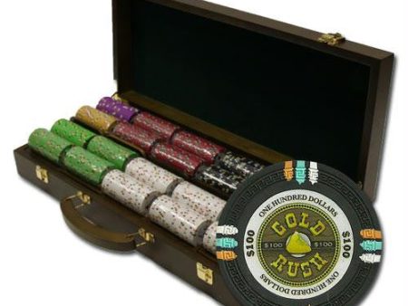 500Ct Custom Claysmith Gaming  Gold Rush  Chip Set in Walnut For Cheap