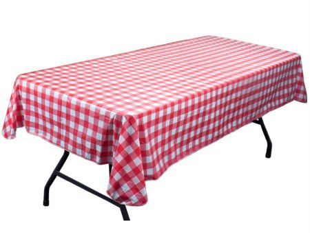 Red and White Vinyl Table Cloth with Flannel Backing Cheap