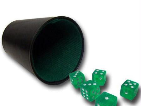 5 Green 16mm Dice with Plastic Cup Cheap