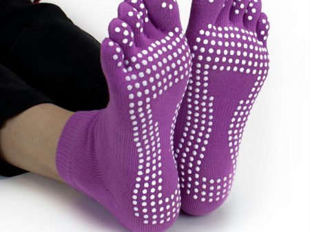 Purple Yoga Toe Socks w-Slip-free Silicone Texturizing Beads Online Hot Sale