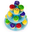 Blue Polka Dot 3 Tier Cupcake Stand, 14in Tall by 12in Wide For Cheap