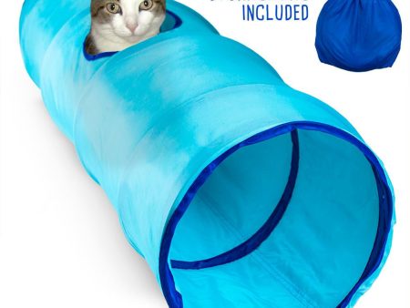 52  Blue Krinkle Cat Tunnel with Peek Hole and Storage Bag Online Hot Sale