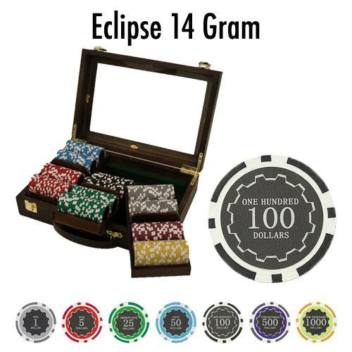 300 Ct Custom Breakout Eclipse 14 Gram Chips - Walnut Fashion