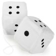 Pair of White 3in Hanging Fuzzy Dice Fashion