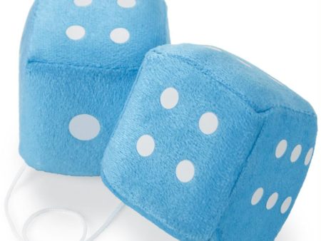 Pair of Blue 3in Hanging Fuzzy Dice For Cheap