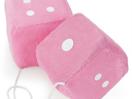 Pair of Pink 3in Hanging Fuzzy Dice Discount