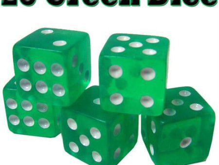 25 Green Dice - 16 mm For Sale