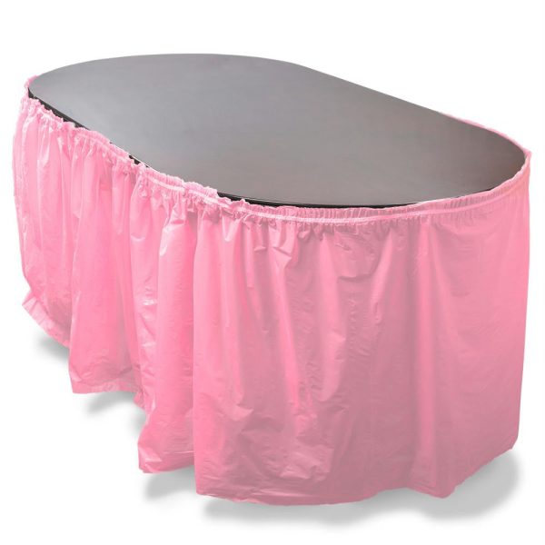 14  Pink Reusable Plastic Table Skirt, Extends 20 + Online