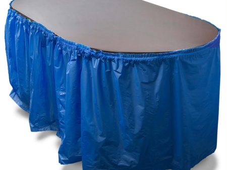 14  Dark Blue Reusable Plastic Table Skirt, Extends 20 + Hot on Sale