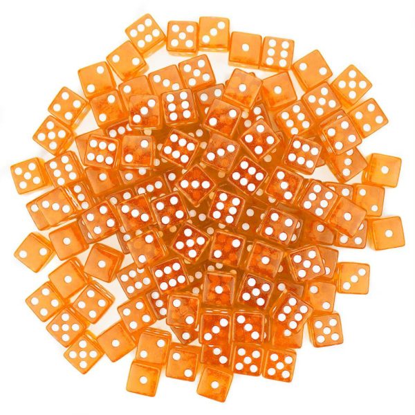 100 Orange Dice - 16 mm Cheap