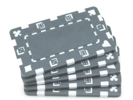 5 Gray Rectangular Poker Chips on Sale