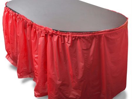 14-foot Red Reusable Plastic Table Skirt, Extends up to 20ft Online Sale