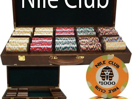 500 Ct Standard Breakout Nile Club Chip Set - Walnut Case Online now