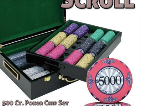 500 Ct Custom Breakout Scroll Chip Set - Hi-Gloss Case For Sale